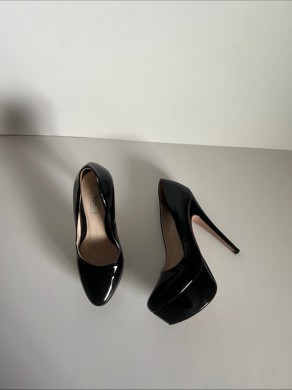 Prada Black Patent Platform Stiletto Pumps - Picture 2 of 4